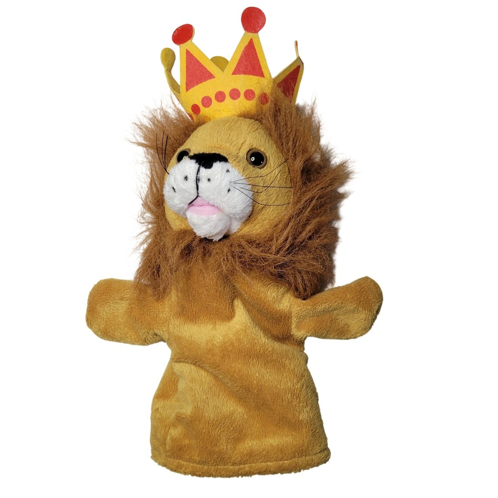 Restoration Hardware King Lion Plush Hand Puppet Gold Brown Crown MA-2034